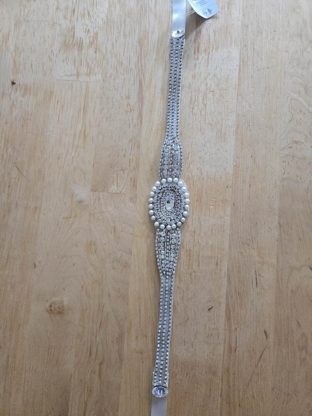 Crystal & Pearl Embellished Women's Belt - Silver
